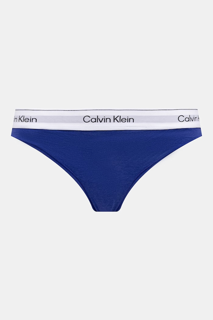 Îmbrăcăminte Calvin Klein Underwear tanga pentru femei pachet de 2 LV00QF8834 albastru