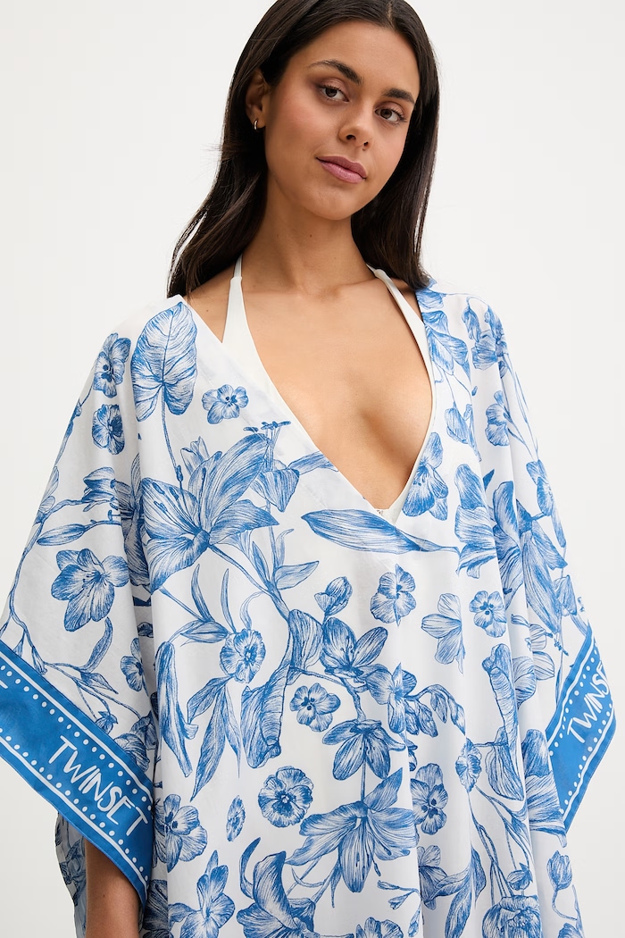 Twinset plážová šatka dámska modrá 261LM5BHH