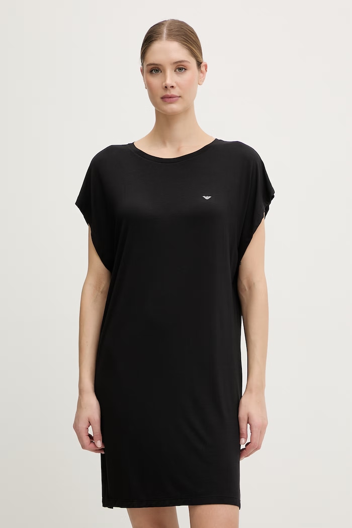 Emporio Armani Underwear pyžamová košeľa dámska s viskózou čierna EW002965.AF19024