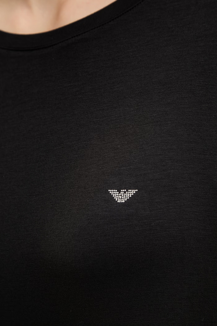 Emporio Armani Underwear pyžamová košeľa dámska s viskózou EW002965.AF19024 čierna