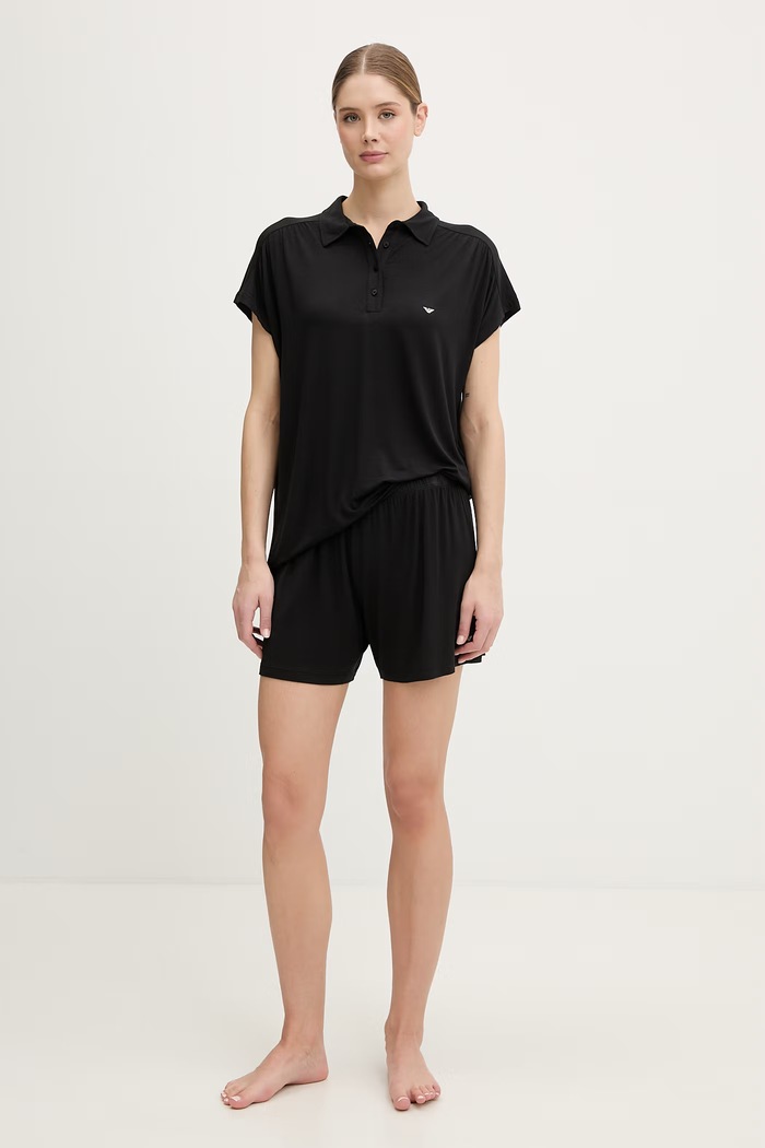 Emporio Armani Underwear pyžamo dámske z viskózy čierna EW002964.AF19024