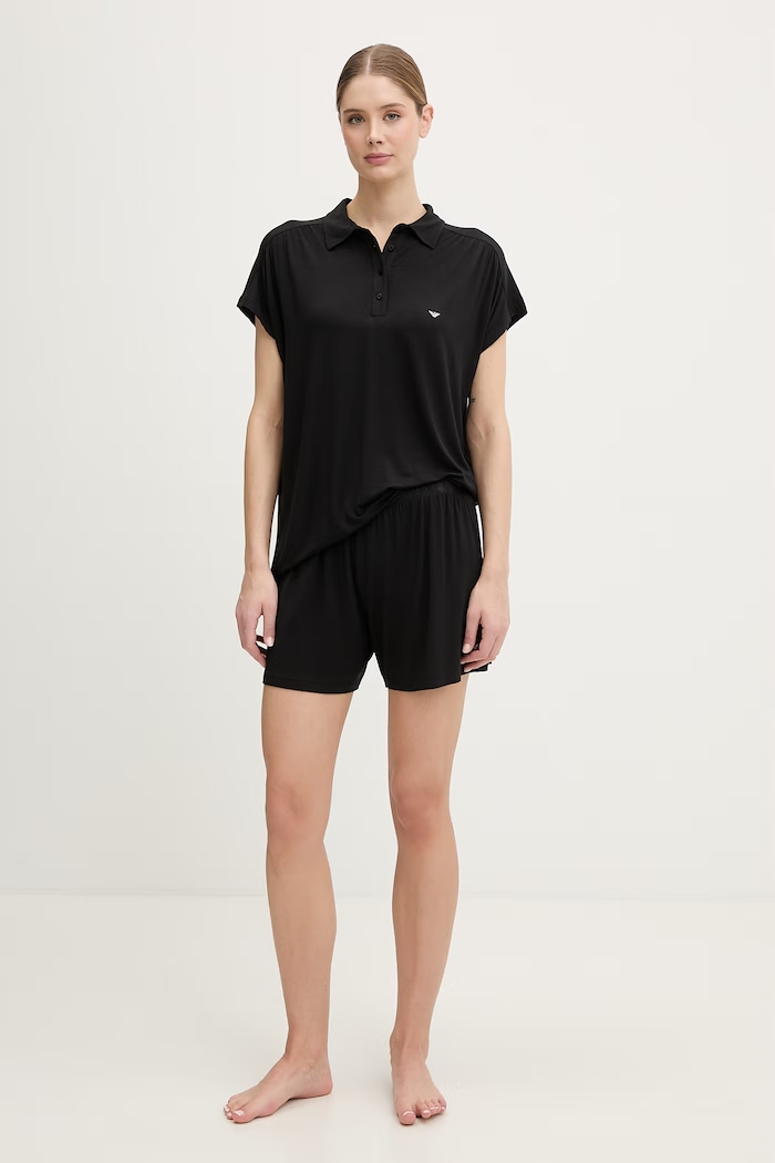 Emporio Armani Underwear pyžamo dámske z viskózy čierna EW002964.AF19024