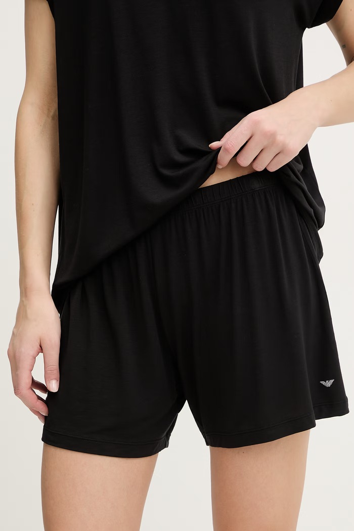 Oblečenie Emporio Armani Underwear pyžamo dámske z viskózy EW002964.AF19024 čierna