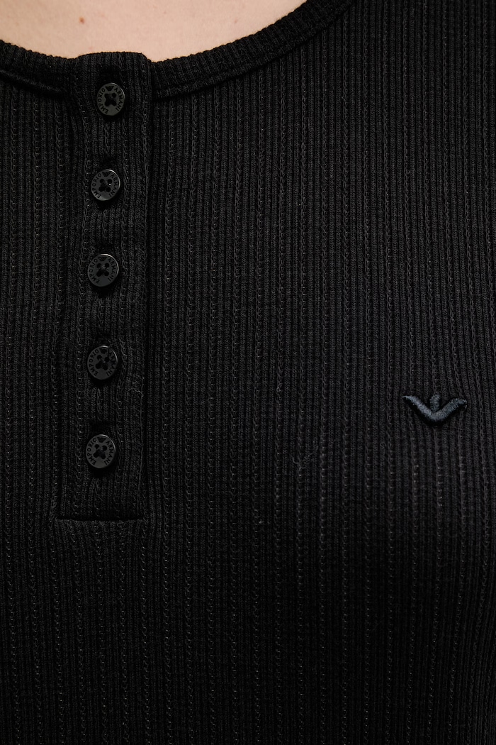 Emporio Armani Underwear pyžamová košeľa dámska s bavlnou EW002731.AF19034 čierna