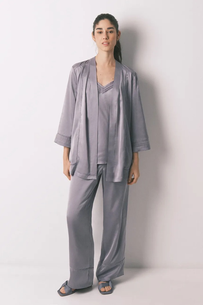 Πιτζάμα women'secret σετ γκρί 2543701