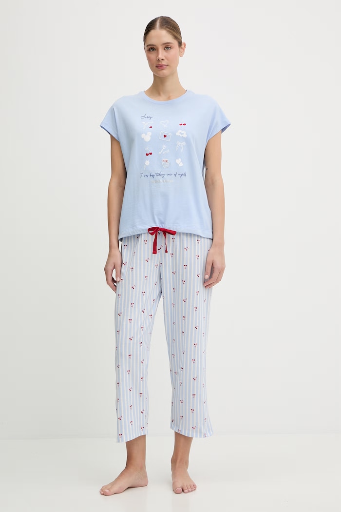 women'secret pijamale de bumbac set albastru 3133492