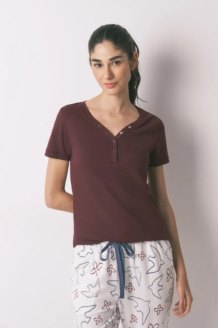 women'secret tricou de pijama munte burgundia 3273288