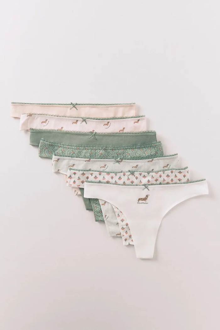 women'secret stringi 7-pack 4933605 zielony SS26