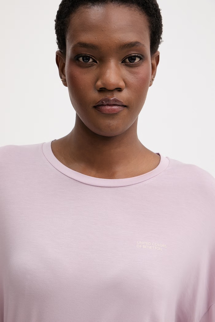 United Colors of Benetton longsleeve piżamowa damska z modalem fioletowy 36MX3M08E