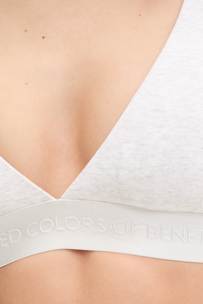 Podprsenka plunge United Colors of Benetton bavlnená s elastanom sivá 3OP81R01F.