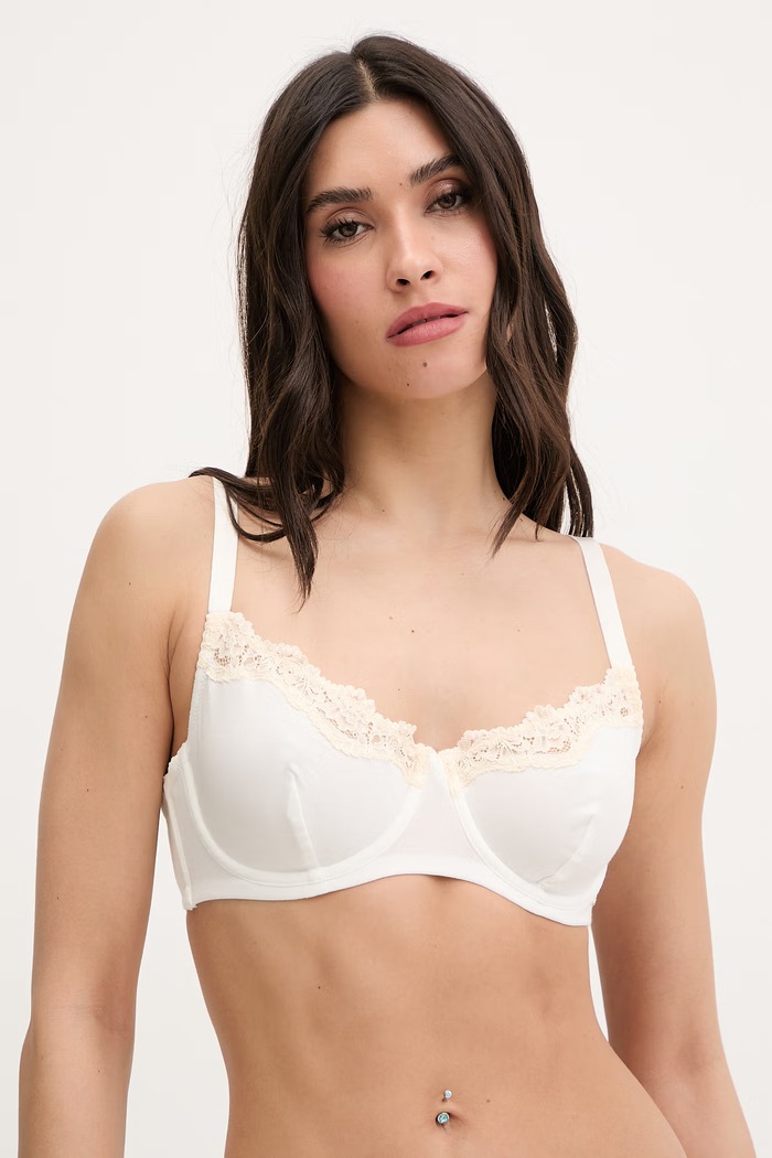 United Colors of Benetton sutien cu adaos de mătase alb 3UEV1R02D
