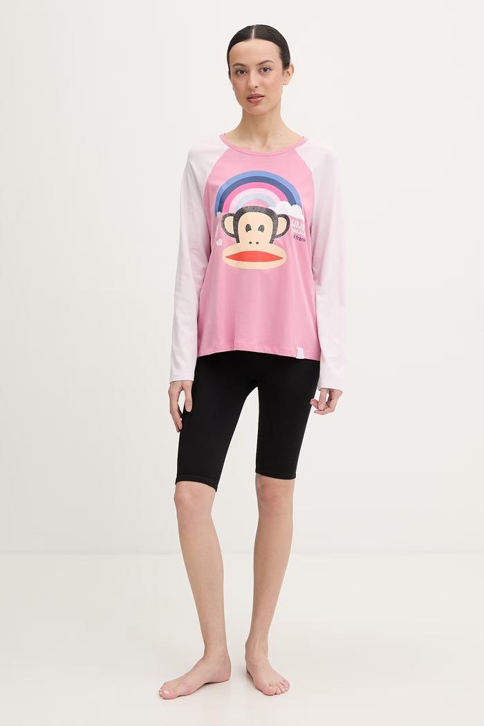 United Colors of Benetton longsleeve piżamowy damski z wiskozy 3Y5E3M08J różowy SS26