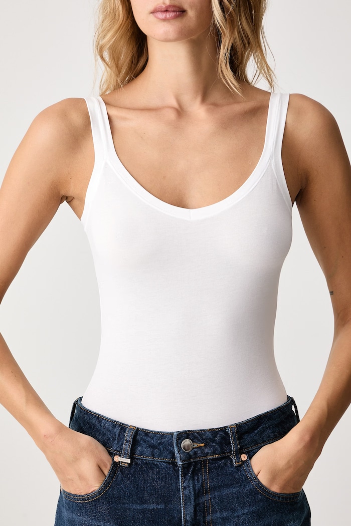 Oblečení United Colors of Benetton Body dámské s bavlnou 3ZQM1B008 bílá