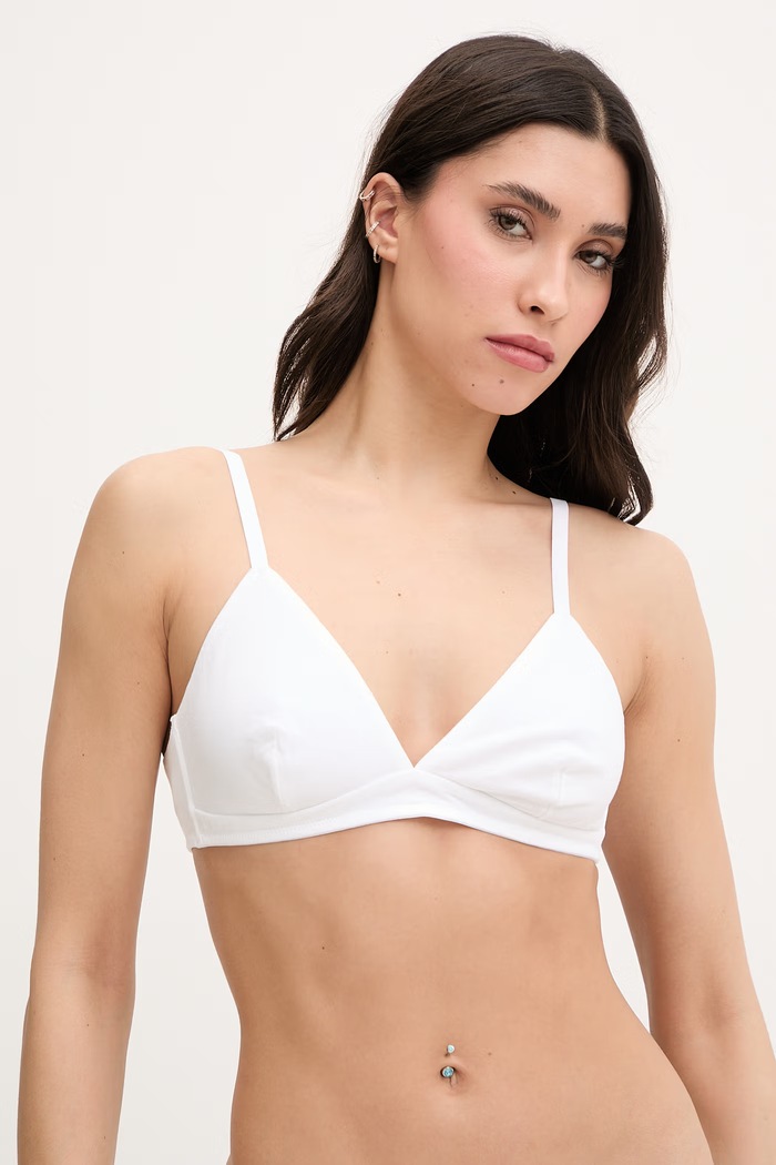 Podprsenka plunge s bavlnou United Colors of Benetton biela 3ZQM1R02B