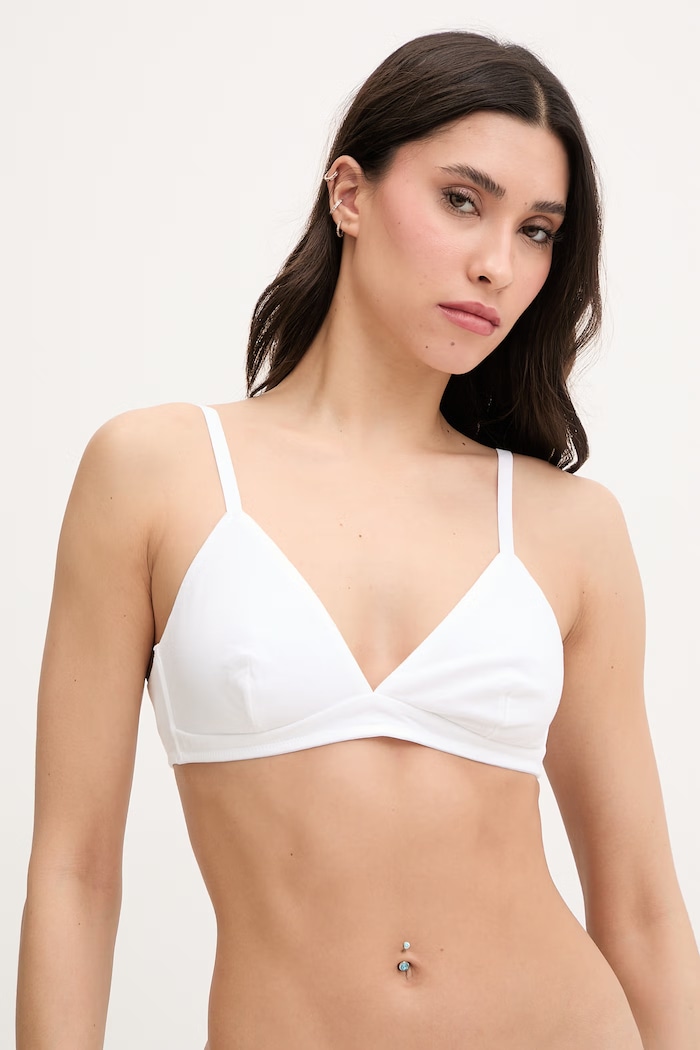 Podprsenka plunge s bavlnou United Colors of Benetton biela 3ZQM1R02B