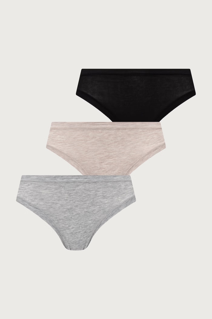 United Colors of Benetton Figi damskie z bawełną 3-pack szary 3ZQM1S02W