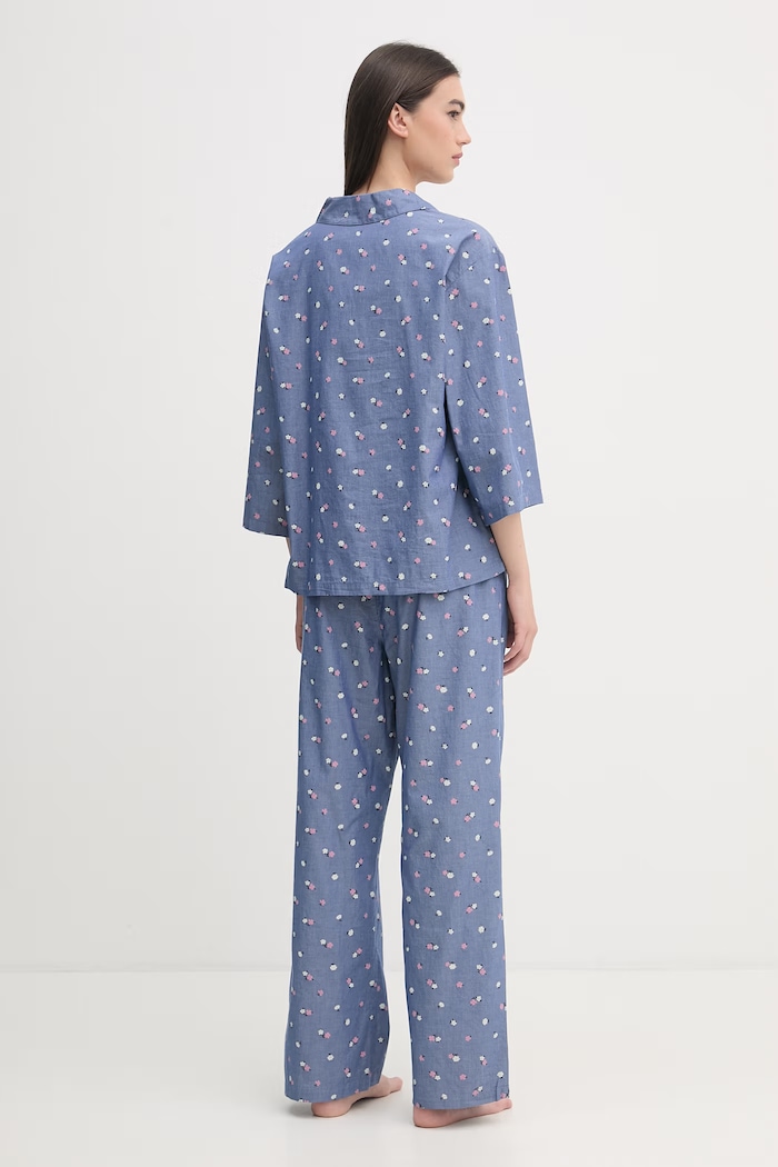 United Colors of Benetton pizsama női pamut 46QX3P00Z kék SS26
