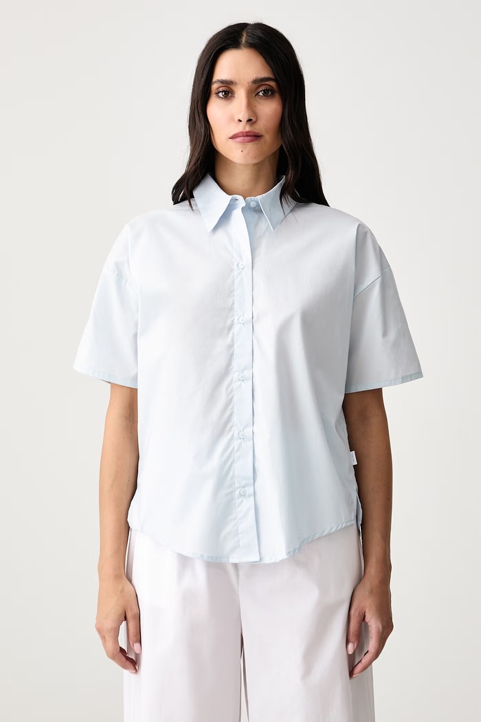 Calvin Klein Underwear Camicia da pigiama da donna in cotone blu LV00QS7654