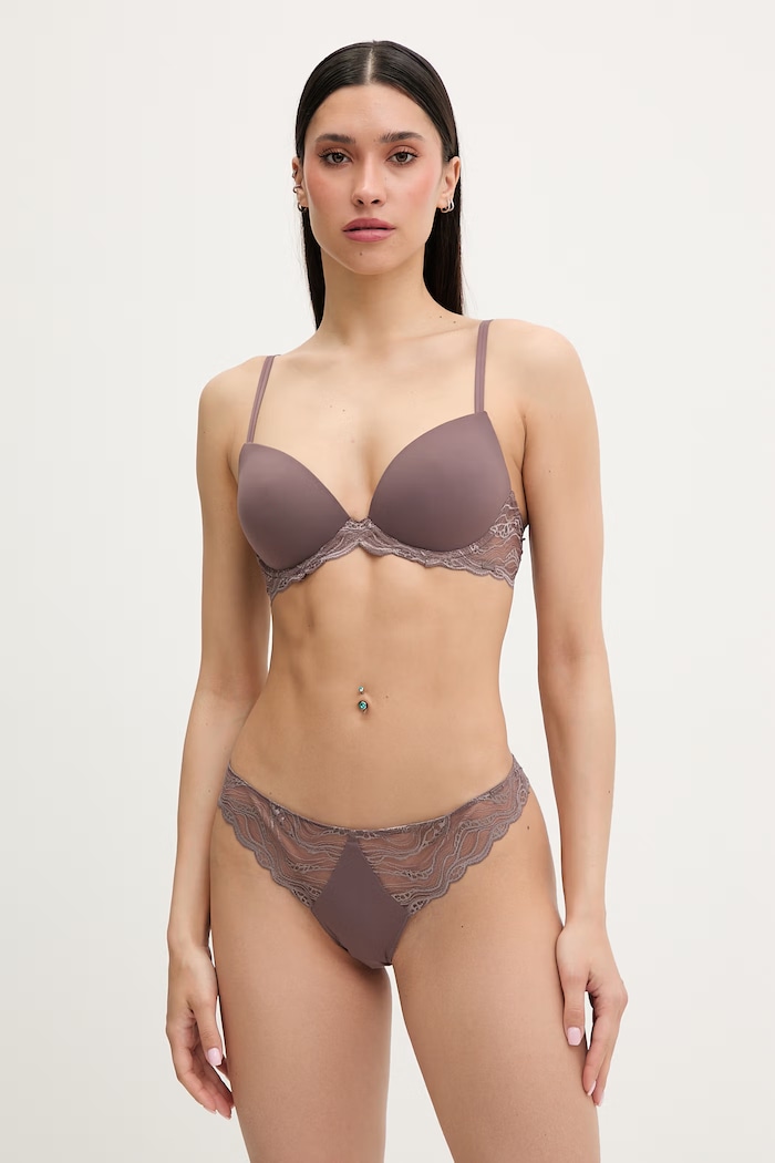 Calvin Klein Underwear tangá dámske LV00QF8093 hnedá SS26