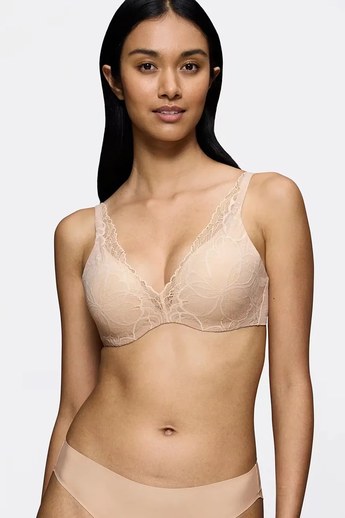 Trojúhelníková podprsenka krajková Body Make-Up Illusion Lace béžová 10219710
