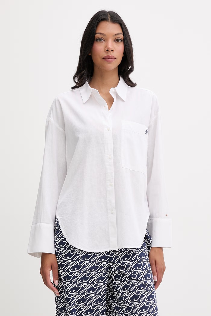 Tommy Hilfiger plážová košeľa dámska biela UW0UW06428