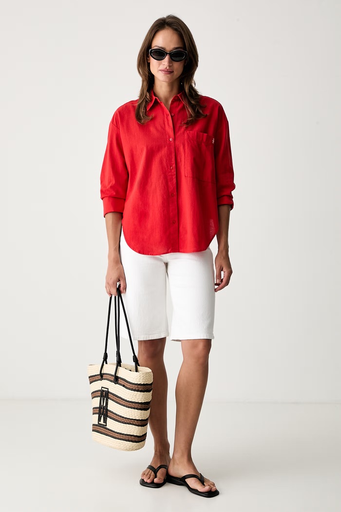 Tommy Hilfiger koszula plażowa damska UW0UW06428 czerwony SS26