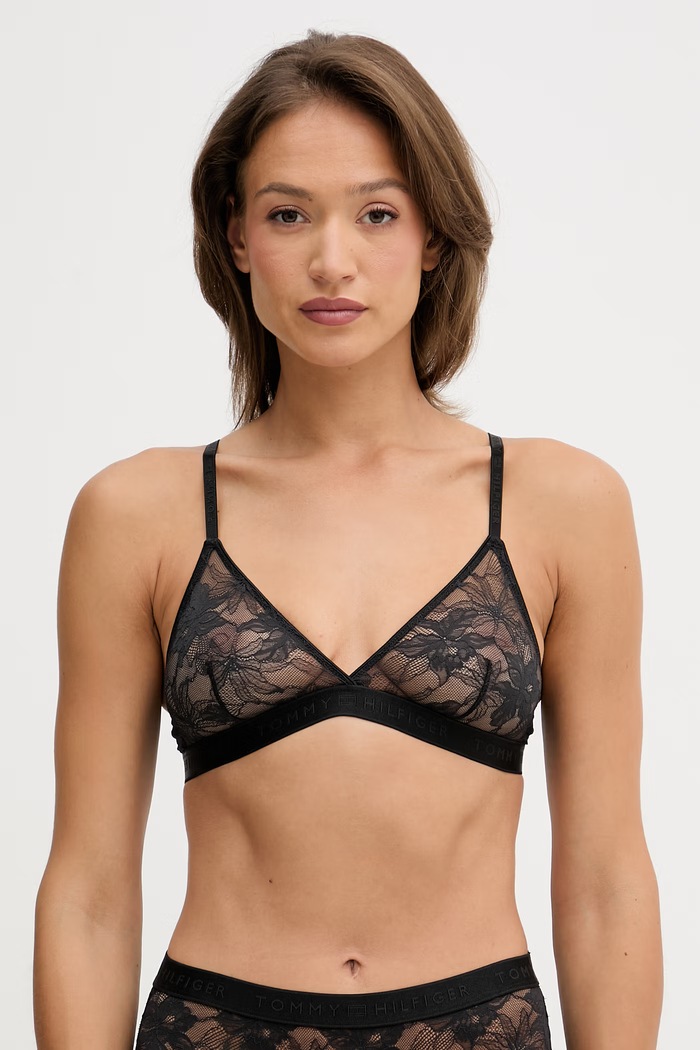 Tommy Hilfiger háromszöges melltartó csipke fekete UW0UW06263