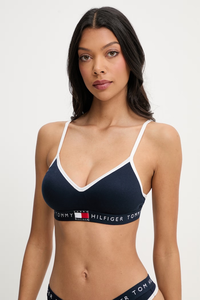 Tommy Hilfiger braletka s bavlnou tmavomodrá UW0UW06272