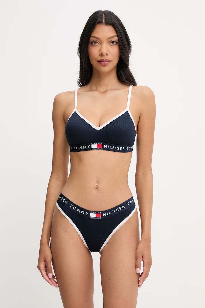 Tommy Hilfiger braletka s bavlnou UW0UW06272 tmavomodrá SS26