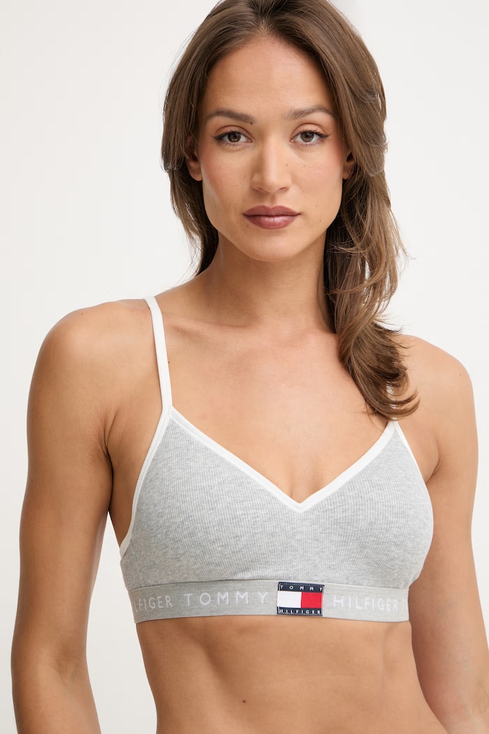 Tommy Hilfiger braletka s bavlnou sivá UW0UW06272