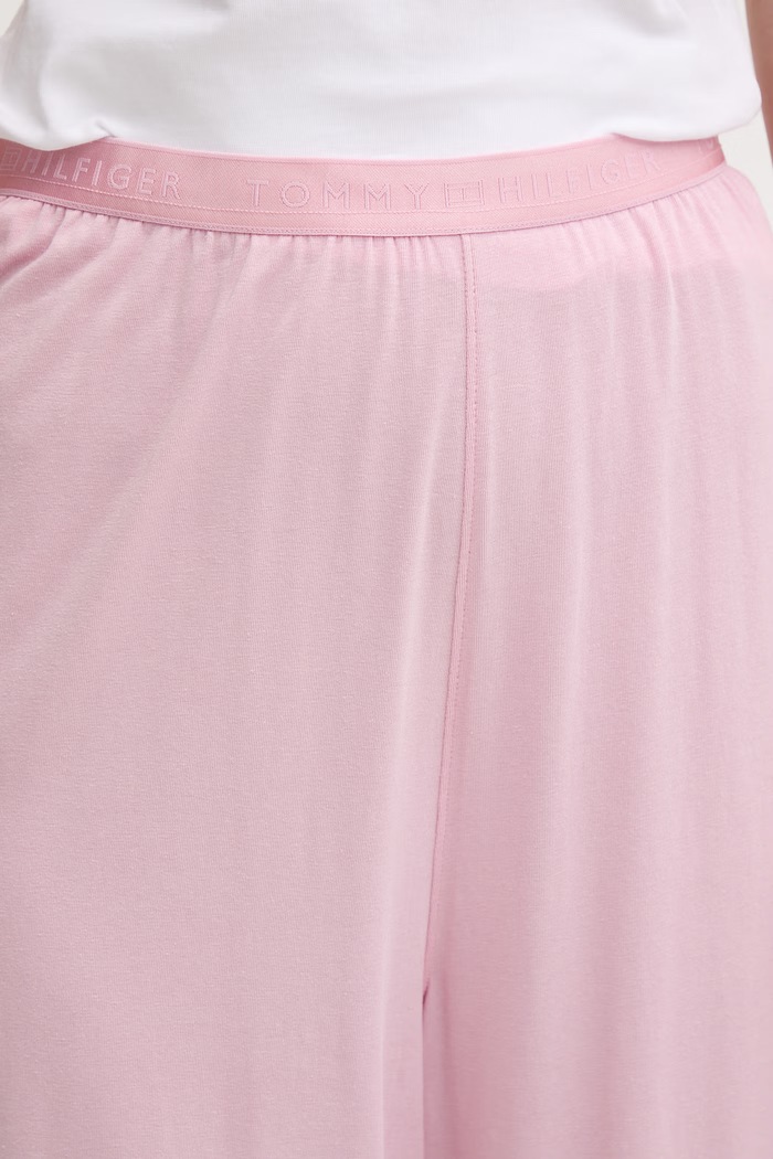 Tommy Hilfiger pantaloni de pijama pentru femei, cu bumbac roz UW0UW06296