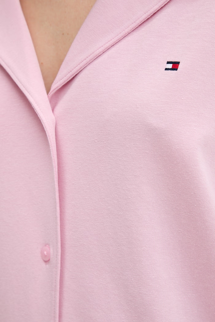 Tommy Hilfiger koszula piżamowa damska z bawełną UW0UW06293 różowy