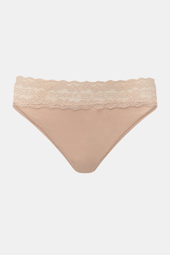 Îmbrăcăminte Tommy Hilfiger chiloți g-string pentru femei, din bumbac cu elastan UW0UW06337 bej