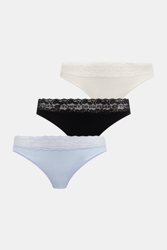 Tommy Hilfiger nohavičky dámske bavlnené s elastanom 3-pack modrá UW0UW06338