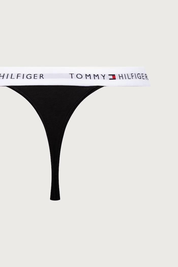 Stringi damskie bawełniane z elastanem 3-pack Tommy Hilfiger czarny UW0UW06518