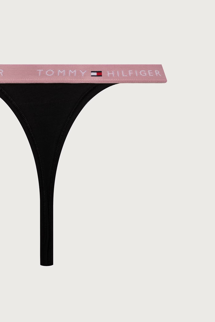 Tangice ženske bombažne z elastanom paket 3 kosov Tommy Hilfiger črna UW0UW06518