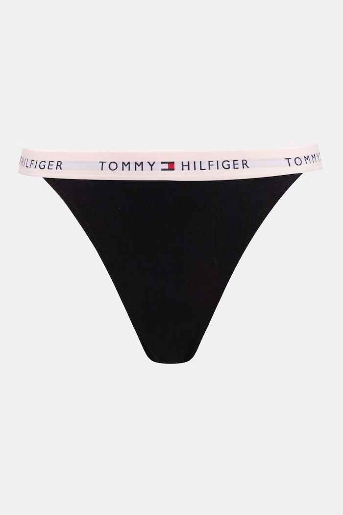 Tommy Hilfiger tangá dámske bavlnené s elastanom 3-pak UW0UW06518 čierna SS26