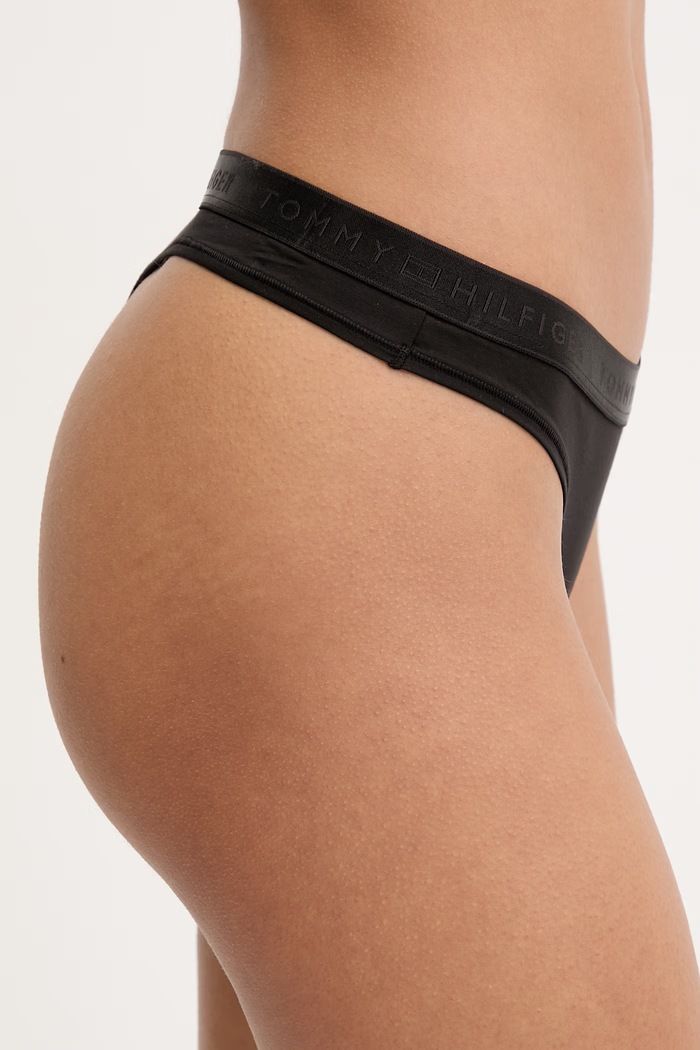 Îmbrăcăminte Tommy Hilfiger tanga pentru femei, cu modal UW0UW06260 negru
