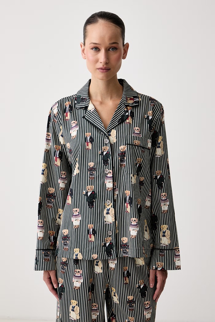 Polo Ralph Lauren Piżama dwuczęściowa damska bawełniana 4P0704 brązowy SS26