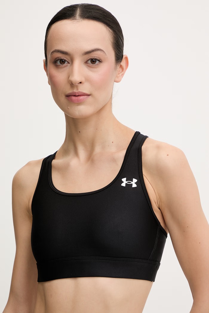 Športová podprsenka Under Armour HeatGear Mid potlač čierna 6011151