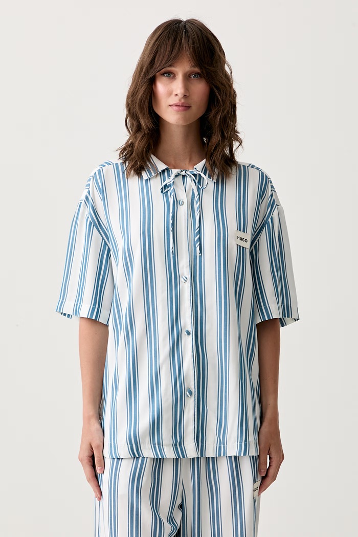 HUGO pidžama košulja za žene od viskoze RESORT SL-SHIRT plava 50561663