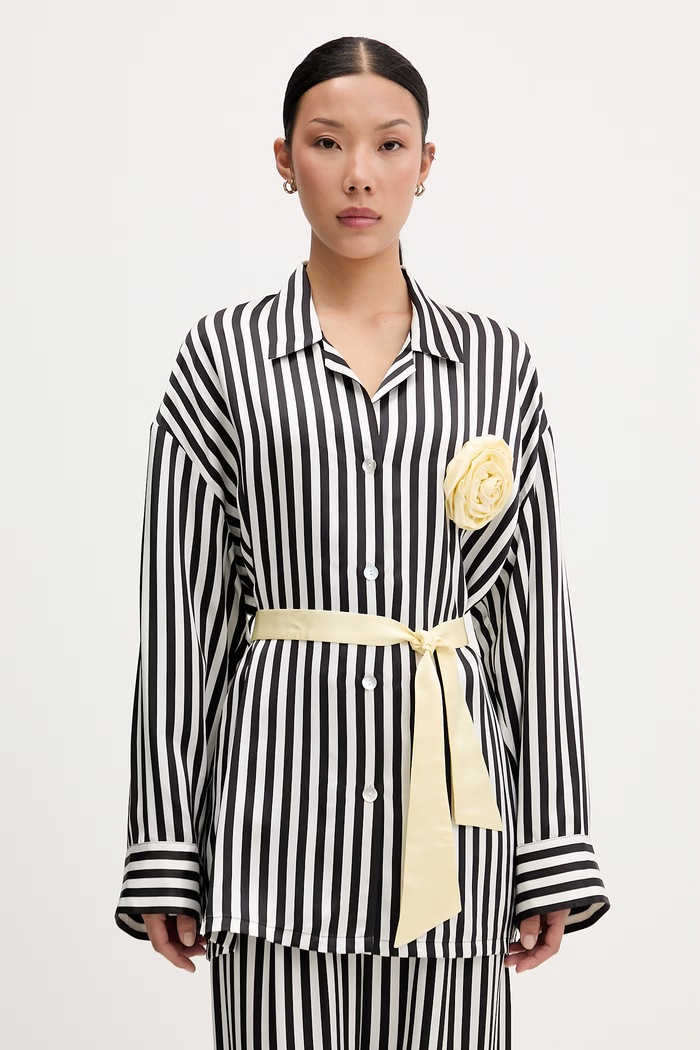 The Sleeper pijama din două piese pentru femei, din vâscoză RSSP02G002R negru SS26