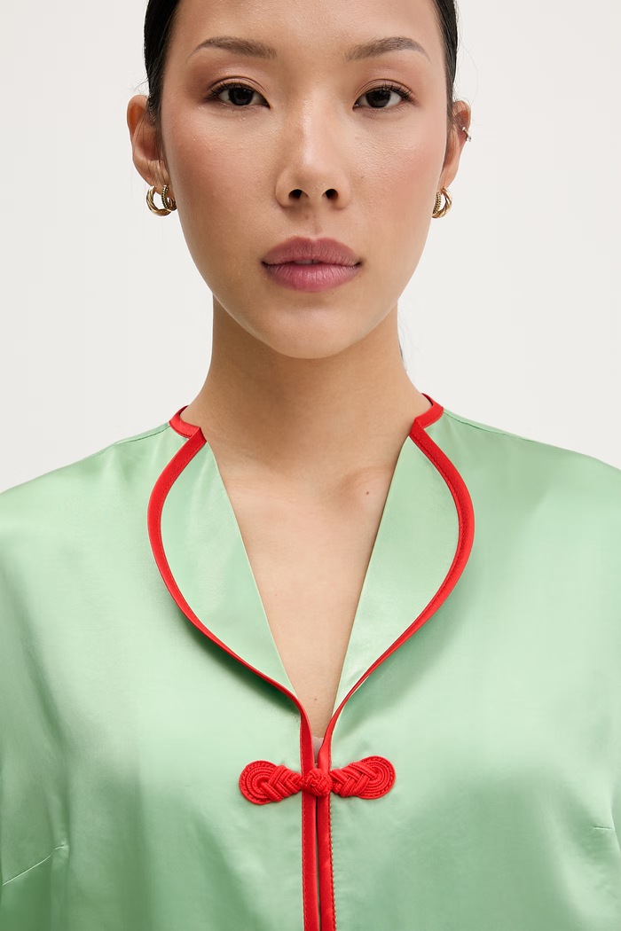 The Sleeper pijama din două piese pentru femei din vâscoză LSSP02P022M verde