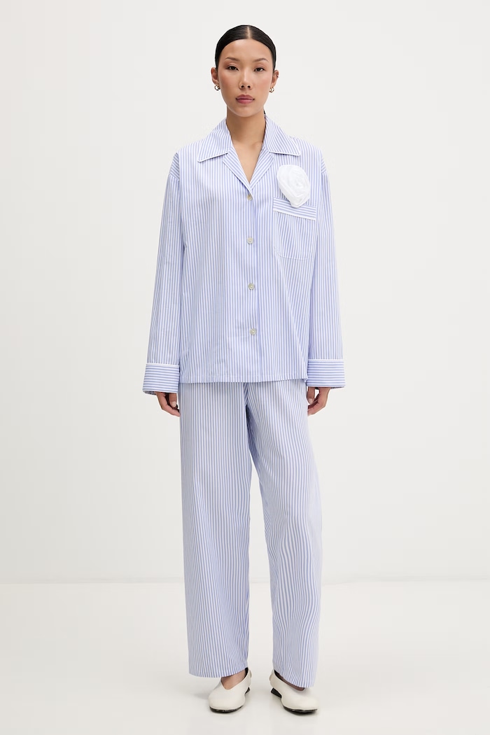 The Sleeper pijama din două piese pentru femei, din bumbac albastru RSSP06G107R