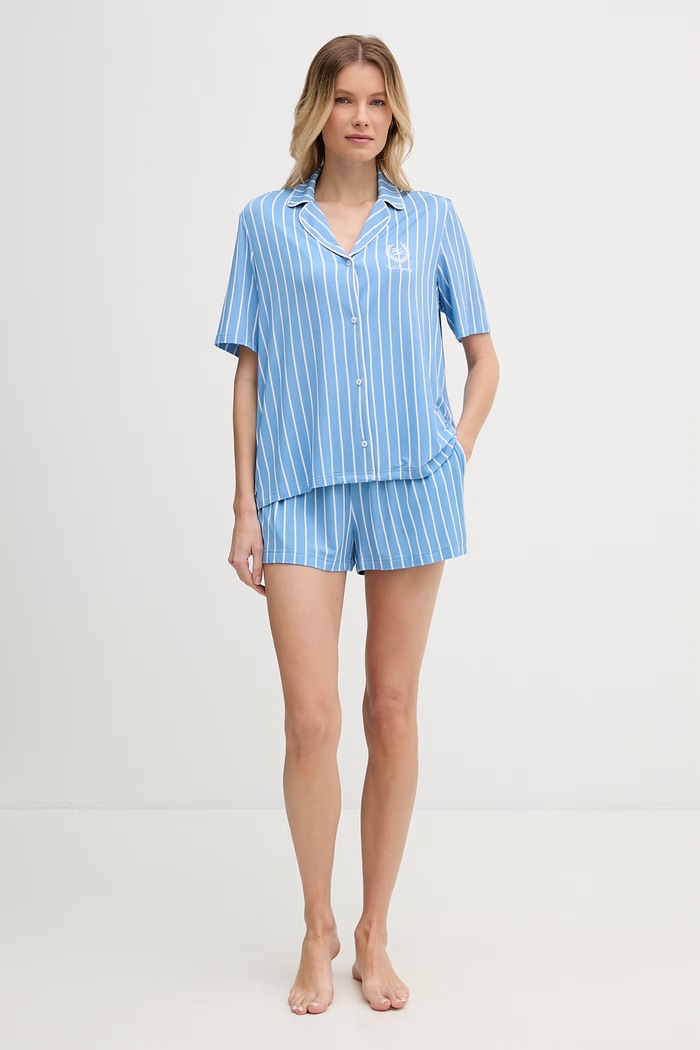 Karl Lagerfeld dvodelna ženska pižama z viskozo HOTEL KARL B2W45006 modra SS26