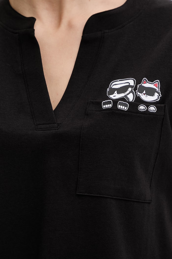 Karl Lagerfeld pizsama női pamut elasztánnal IKON B2W45005 fekete