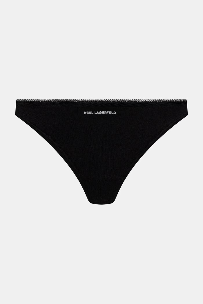 Karl Lagerfeld tanga femei din bumbac IKON pachet de 3 B2W47013 negru SS26