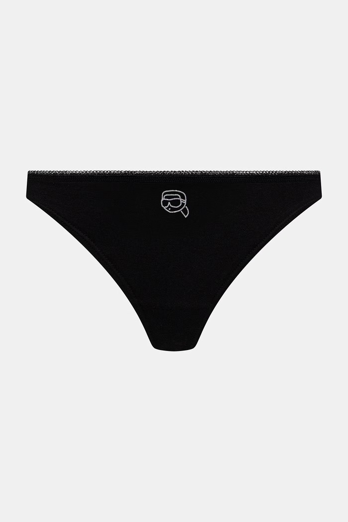 Karl Lagerfeld tanga femei din bumbac IKON pachet de 3 negru B2W47013