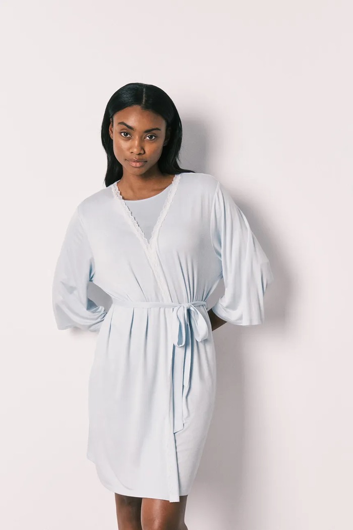 women'secret szlafrok damski z wiskozy niebieski 4353597
