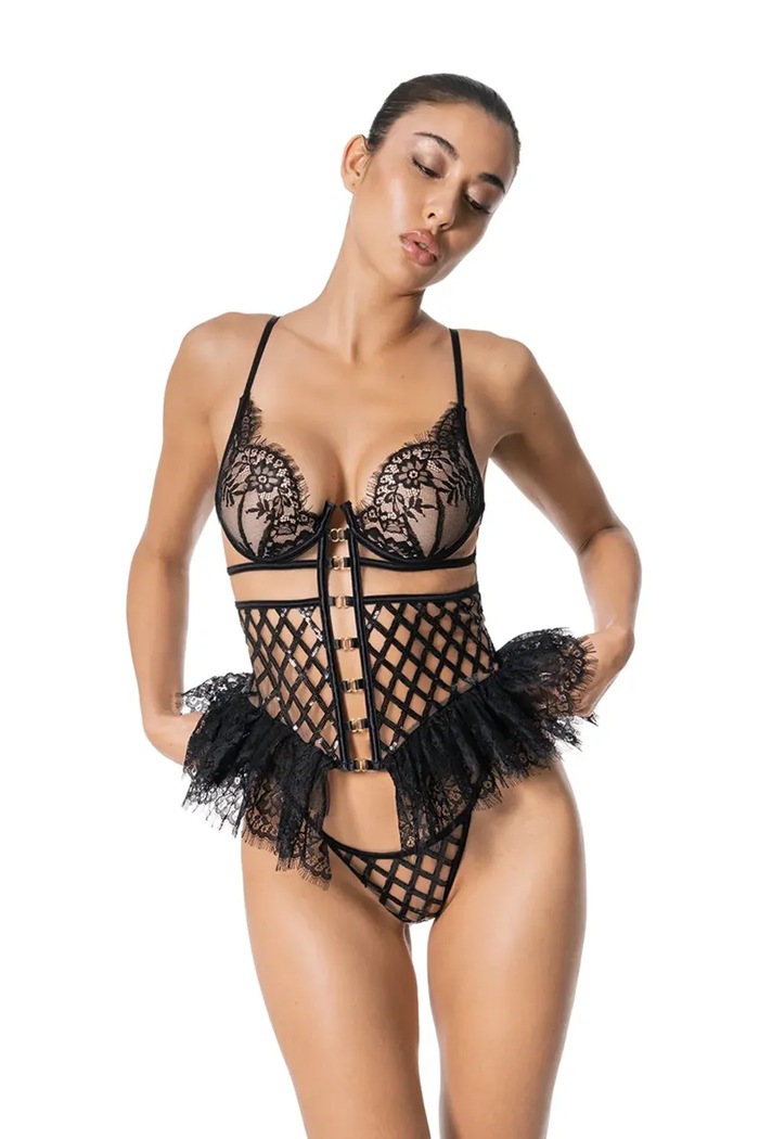 GOD SAVE QUEENS dámske body VALENTINA CORSETED BODYSUIT GSQ.184.160 čierna